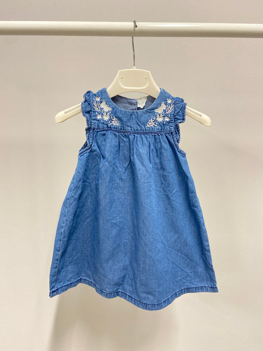 Vestitino Denim Fiori Bimba 2-4 Anni